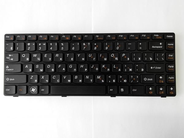 Клавиатура для ноутбука Lenovo B470 с серой рамкой, русская, черная