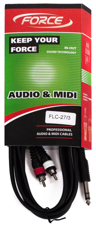 Аудио шнур FORCE FLC-27/3, стерео джек  - 2 x RCA , длина 3 м