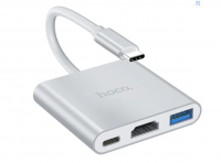 Адаптер (переходник) HOCO Type-C на USB 3.0 + HDMI + PD для Macbook Pro/Air с возможностью вывода на экран и зарядкой
