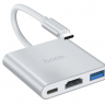 Адаптер (переходник) HOCO Type-C на USB 3.0 + HDMI + PD для Macbook Pro/Air с возможностью вывода на экран и зарядкой