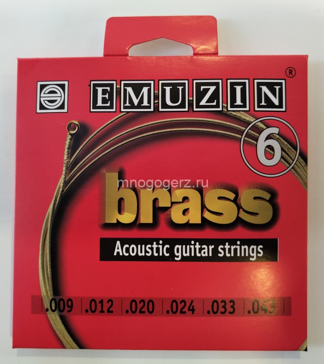 Струны Emuzin BRASS <6A102> для 6-стр. гитары навивка латунь (.009-.043)
