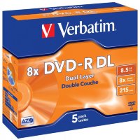 Диск DVD-R Verbatim 8,5Gb 4x Dual Layer (1шт) jewel case