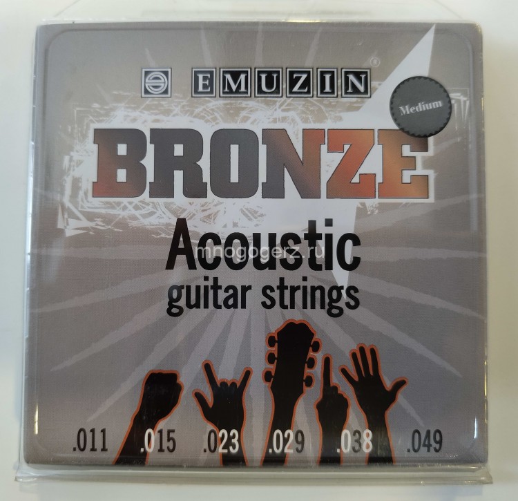 Струны Emuzin BRONZE <6PB 11-49> для 6-стр. гитары навивка фос. бронза (.011- .049)