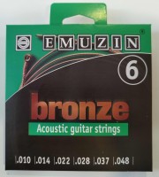 Струны Emuzin BRONZE <6A153> для 6-стр. гитары навивка фос. бронза (.010 - .048)