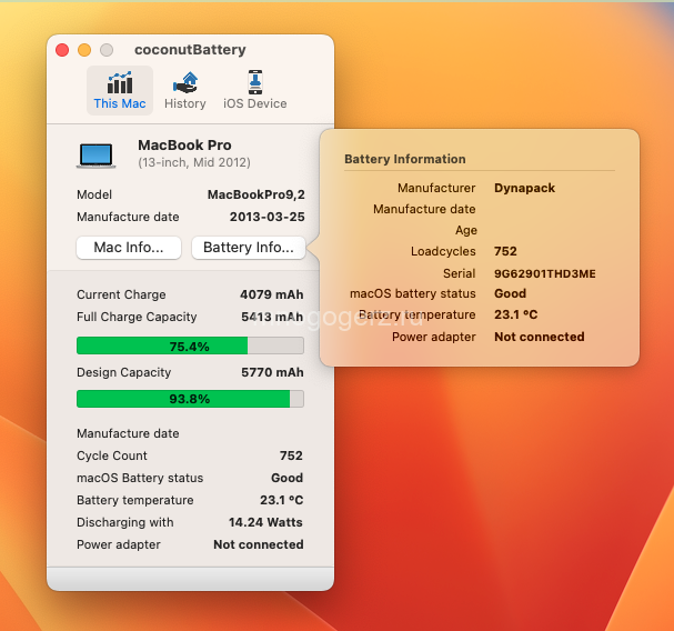Ноутбук RFB Apple MacBook Pro A1278 (mid 2012) Intel Core i-5/DDR3 8Gb/SSD 512Gb/Intel HD Grafics/DVD-RW/Wi-Fi/Lan/Web/13,3"/MacOS Ventura 13.6/ гар 1 мес