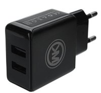 Сетевое зарядное устройство 2 USB, 2,1 А + кабель Micro USB (черное)