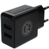 Сетевое зарядное устройство 2 USB, 2,1 А + кабель Micro USB (черное)
