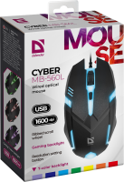 Мышь Defender Cyber MB-560L, подсветка, оптическая, проводная, USB