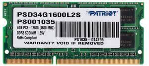 Модуль памяти для ноутбука PATRIOT PSD34G1600L2S DDR3L - 4ГБ 1600 МГц