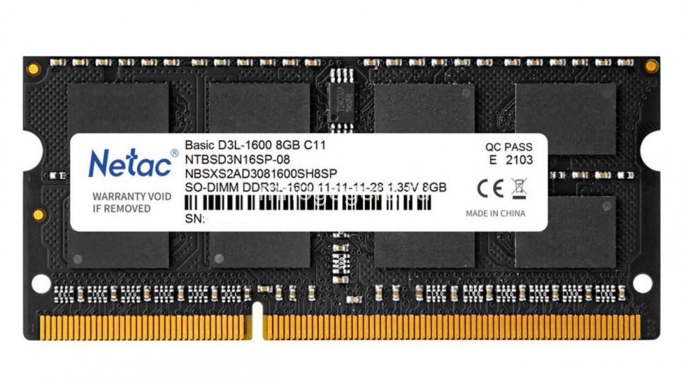 Память для ноутбука DDR3L NETAC Basic NTBSD3N16SP-08  8ГБ 1600МГц