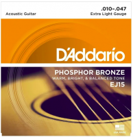 Набор струн для акустической гитары D'Addario EJ15 (фосфорная бронза) 010-047