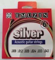 Струны Emuzin SILVER <6A202> для 6-стр. гитары навивка серебр. медь (.009 - .043)