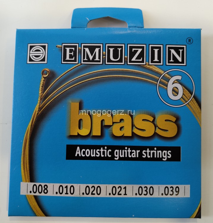 Струны Emuzin BRASS <6A101> для 6-стр. гитары навивка латунь (.008-.039)