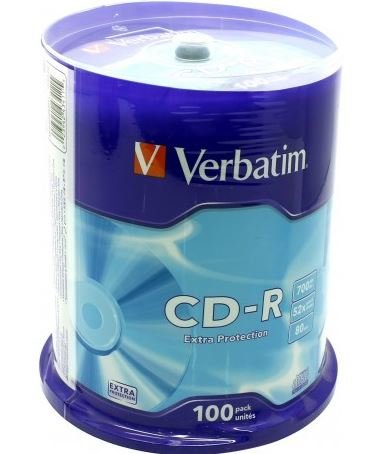 Диск CD-R Verbatim 700Mb 52x Cake Box (100шт), продаются поштучно