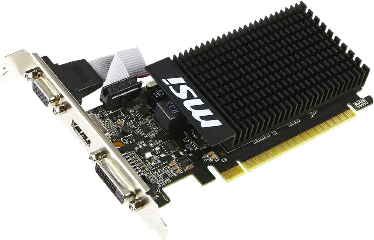 Видеокарта MSI nVidia GeForce GT 710 , GT 710 1GD3H LP, 1ГБ, DDR3, низкопрофильная, коробка